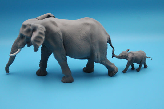 Gentle Giants – Hand-Painted Elephant and Calf Figurine